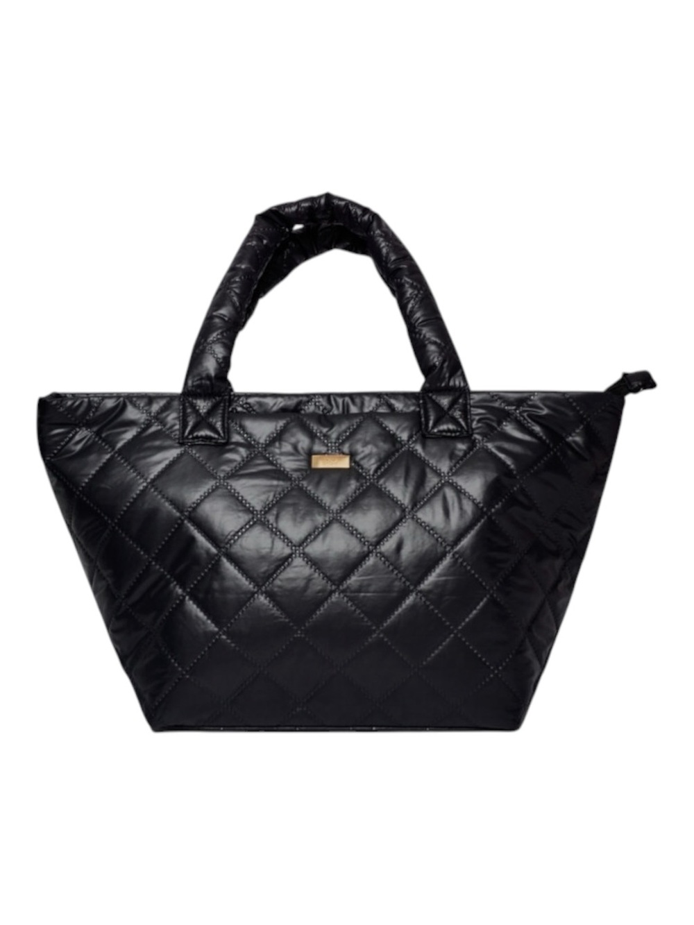 Ipsy Quilted Tote Bag Black Gold Hardware Puffer Bag